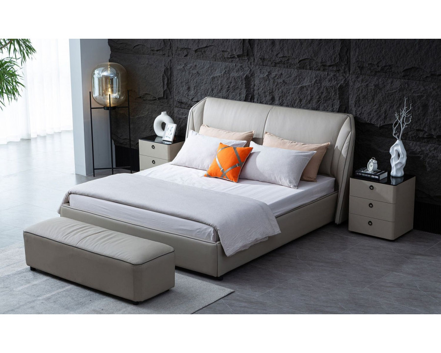 Jubilee Luna Modern Queen Size Platform Bed - Gray, Bonded Leather