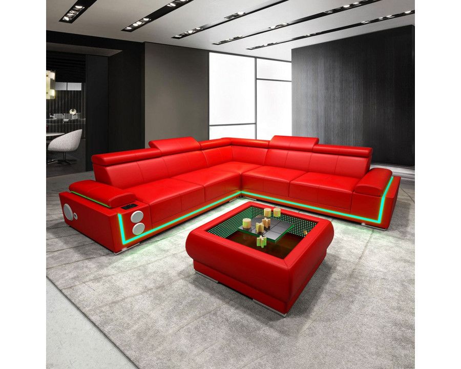 Jubilee Wilder Modern Corner Sectional - Red, Bonded Leather