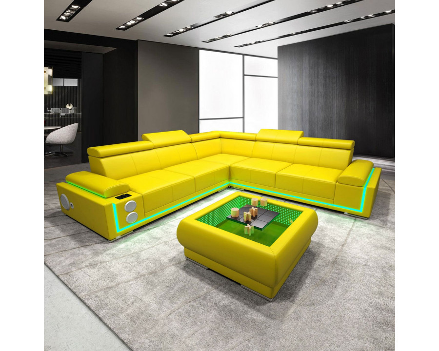 Jubilee Wilder Modern Corner Sectional - Yellow, Bonded Leather