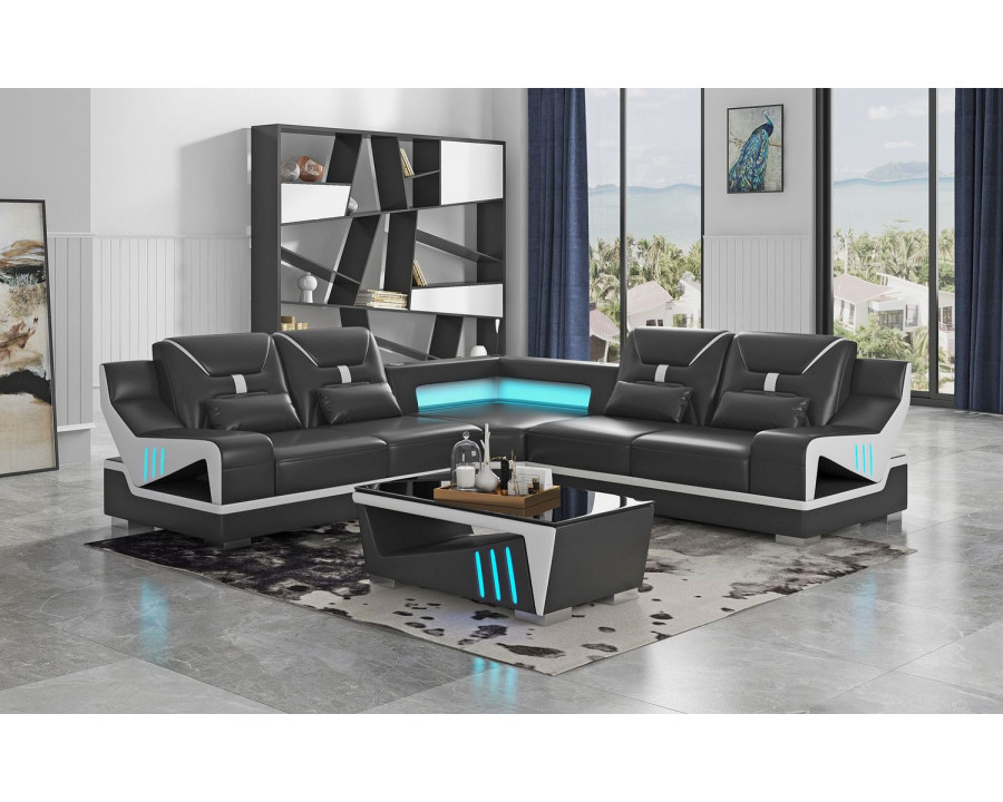 Jubilee Odyssey Modern Corner Sectional - Black, Bonded Leather