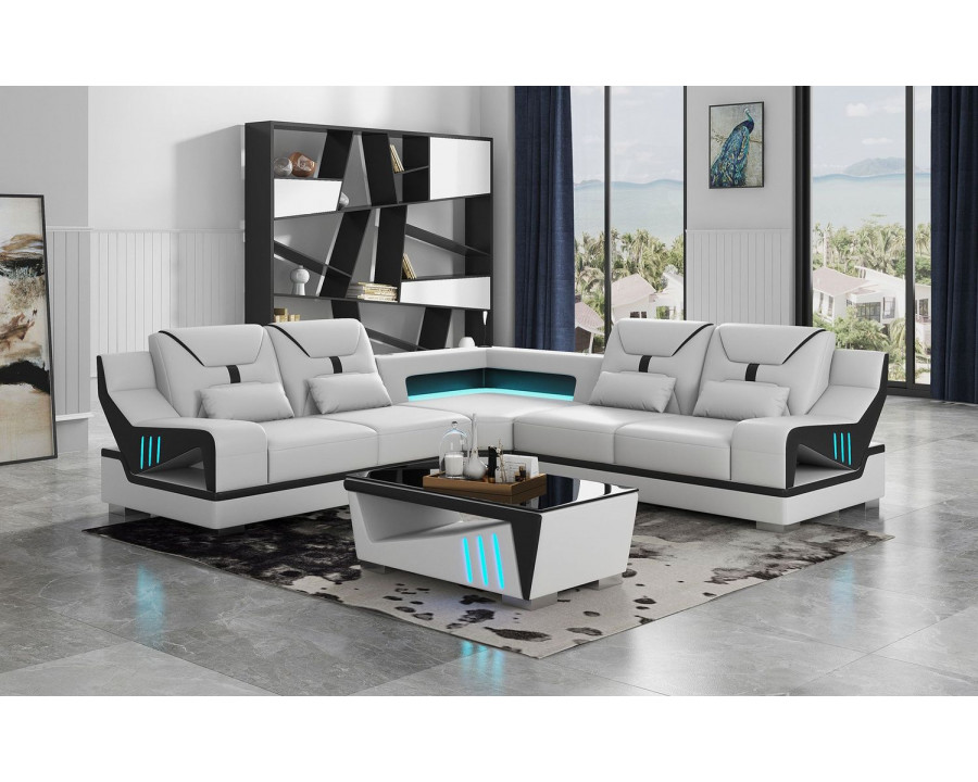 Jubilee Odyssey Modern Corner Sectional - White, Bonded Leather