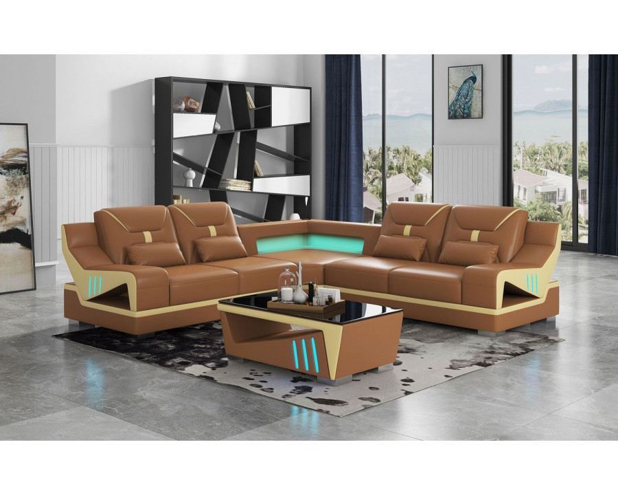 Jubilee Odyssey Modern Corner Sectional - Brown, Bonded Leather