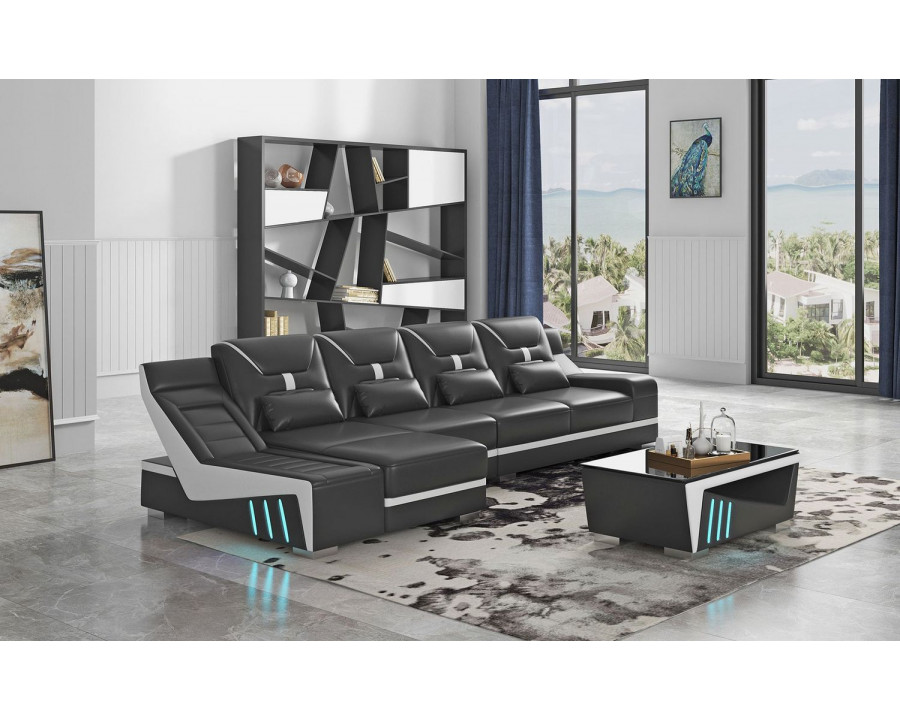 Jubilee Odyssey Modern Small Left Hand Facing Sectional - Black, Bonded Leather