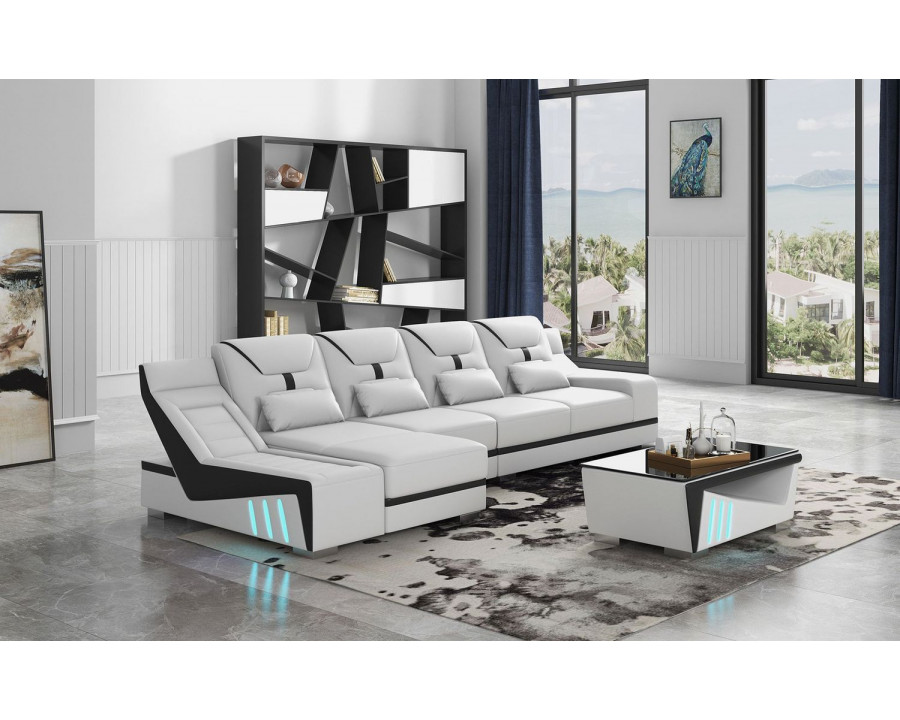 Jubilee Odyssey Modern Small Left Hand Facing Sectional - White, Bonded Leather