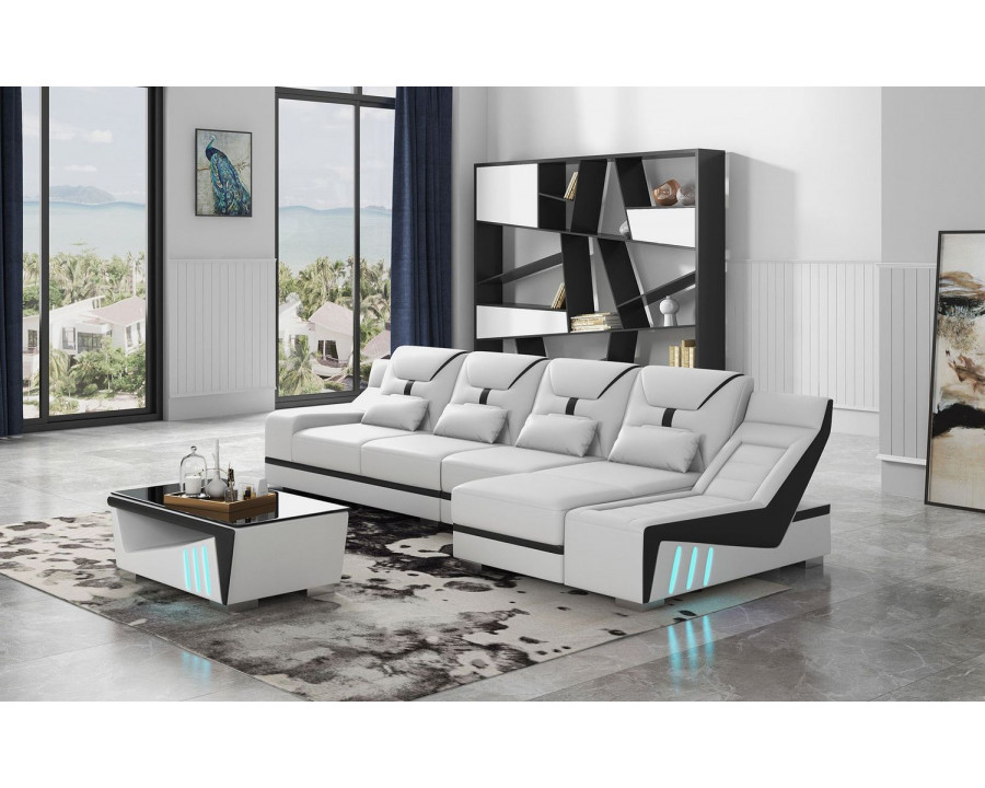 Jubilee Odyssey Modern Small Right Hand Facing Sectional - White, Bonded Leather