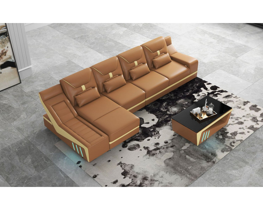 Jubilee Odyssey Modern Small Left Hand Facing Sectional - Brown, Bonded Leather