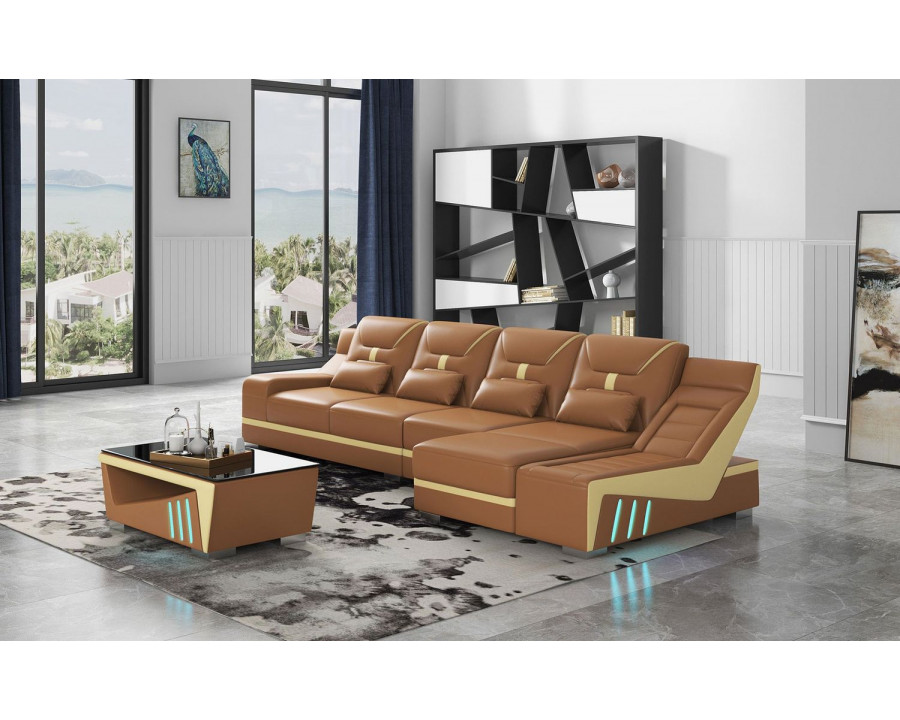 Jubilee Odyssey Modern Small Right Hand Facing Sectional - Brown, Bonded Leather