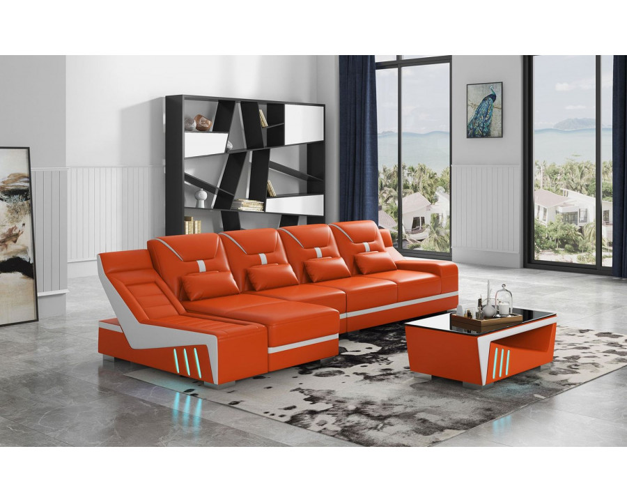 Jubilee Odyssey Modern Small Left Hand Facing Sectional - Orange, Top Grain Italian Leather