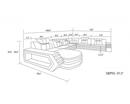 Jubilee - Eileend Right Hand Facing Sectional with Leds