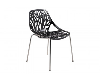 LeisureMod Asbury Modern Forest Design Dining Side Chair - Black