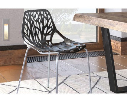 LeisureMod Asbury Modern Forest Design Dining Side Chair