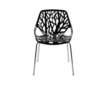 LeisureMod Asbury Modern Forest Design Dining Side Chair - Black