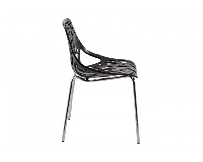 LeisureMod Asbury Modern Forest Design Dining Side Chair - Black