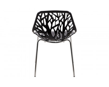 LeisureMod Asbury Modern Forest Design Dining Side Chair - Black