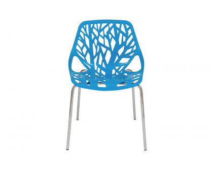 LeisureMod Asbury Modern Forest Design Dining Side Chair - Blue