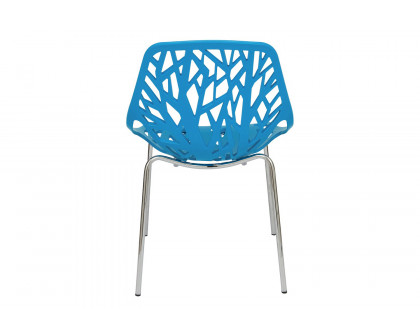 LeisureMod Asbury Modern Forest Design Dining Side Chair - Blue