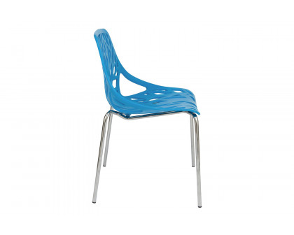 LeisureMod Asbury Modern Forest Design Dining Side Chair - Blue