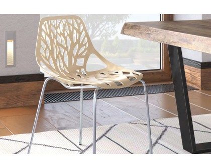 LeisureMod Asbury Modern Forest Design Dining Side Chair