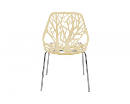 LeisureMod Asbury Modern Forest Design Dining Side Chair - Cream