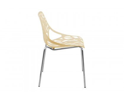 LeisureMod Asbury Modern Forest Design Dining Side Chair - Cream