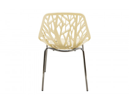 LeisureMod Asbury Modern Forest Design Dining Side Chair - Cream