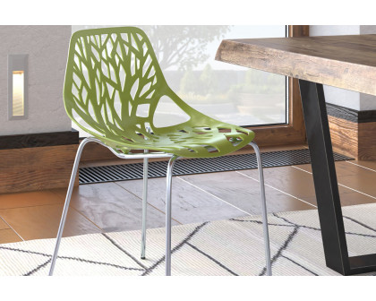 LeisureMod Asbury Modern Forest Design Dining Side Chair