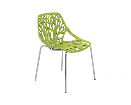 LeisureMod Asbury Modern Forest Design Dining Side Chair - Green