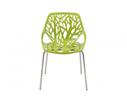 LeisureMod Asbury Modern Forest Design Dining Side Chair - Green