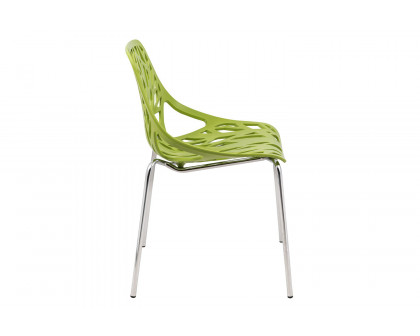 LeisureMod Asbury Modern Forest Design Dining Side Chair - Green