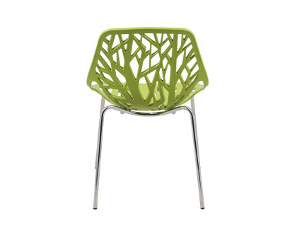 LeisureMod Asbury Modern Forest Design Dining Side Chair - Green