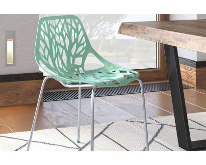 LeisureMod Asbury Modern Forest Design Dining Side Chair