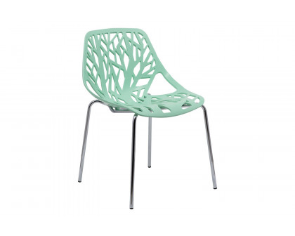 LeisureMod Asbury Modern Forest Design Dining Side Chair - Mint