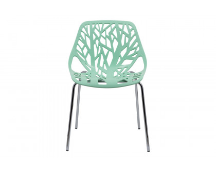 LeisureMod Asbury Modern Forest Design Dining Side Chair - Mint