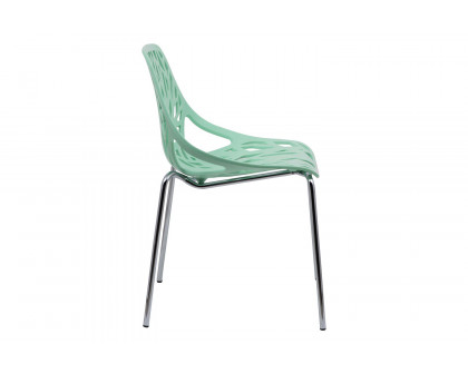 LeisureMod Asbury Modern Forest Design Dining Side Chair - Mint