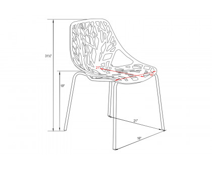 LeisureMod Asbury Modern Forest Design Dining Side Chair - Mint