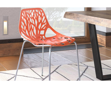 LeisureMod Asbury Modern Forest Design Dining Side Chair