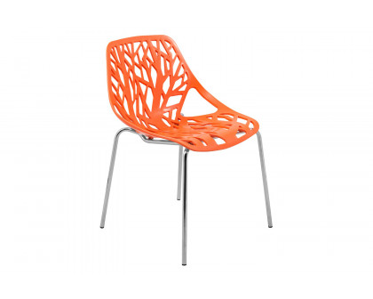 LeisureMod Asbury Modern Forest Design Dining Side Chair - Orange