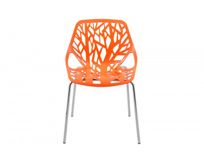 LeisureMod Asbury Modern Forest Design Dining Side Chair - Orange