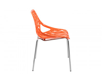 LeisureMod Asbury Modern Forest Design Dining Side Chair - Orange