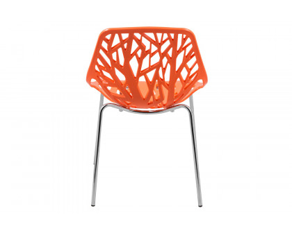 LeisureMod Asbury Modern Forest Design Dining Side Chair - Orange