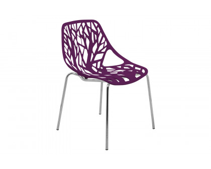 LeisureMod Asbury Modern Forest Design Dining Side Chair - Purple