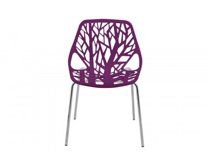 LeisureMod Asbury Modern Forest Design Dining Side Chair - Purple