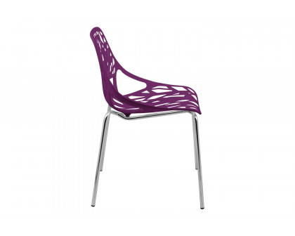 LeisureMod Asbury Modern Forest Design Dining Side Chair - Purple