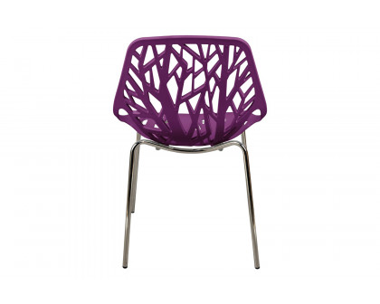 LeisureMod Asbury Modern Forest Design Dining Side Chair - Purple