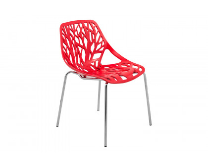 LeisureMod Asbury Modern Forest Design Dining Side Chair - Red