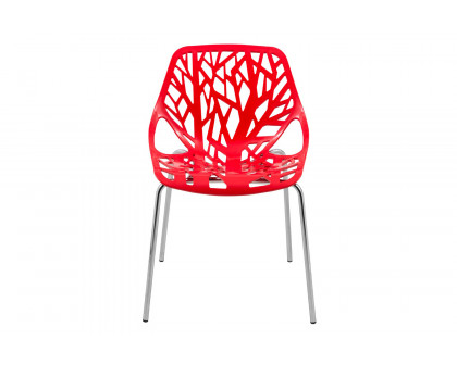 LeisureMod Asbury Modern Forest Design Dining Side Chair - Red