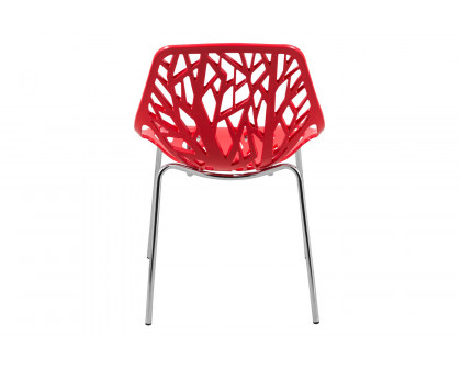 LeisureMod Asbury Modern Forest Design Dining Side Chair - Red