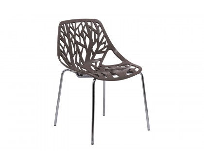 LeisureMod Asbury Modern Forest Design Dining Side Chair - Taupe