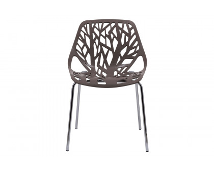 LeisureMod Asbury Modern Forest Design Dining Side Chair - Taupe