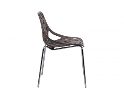 LeisureMod Asbury Modern Forest Design Dining Side Chair - Taupe